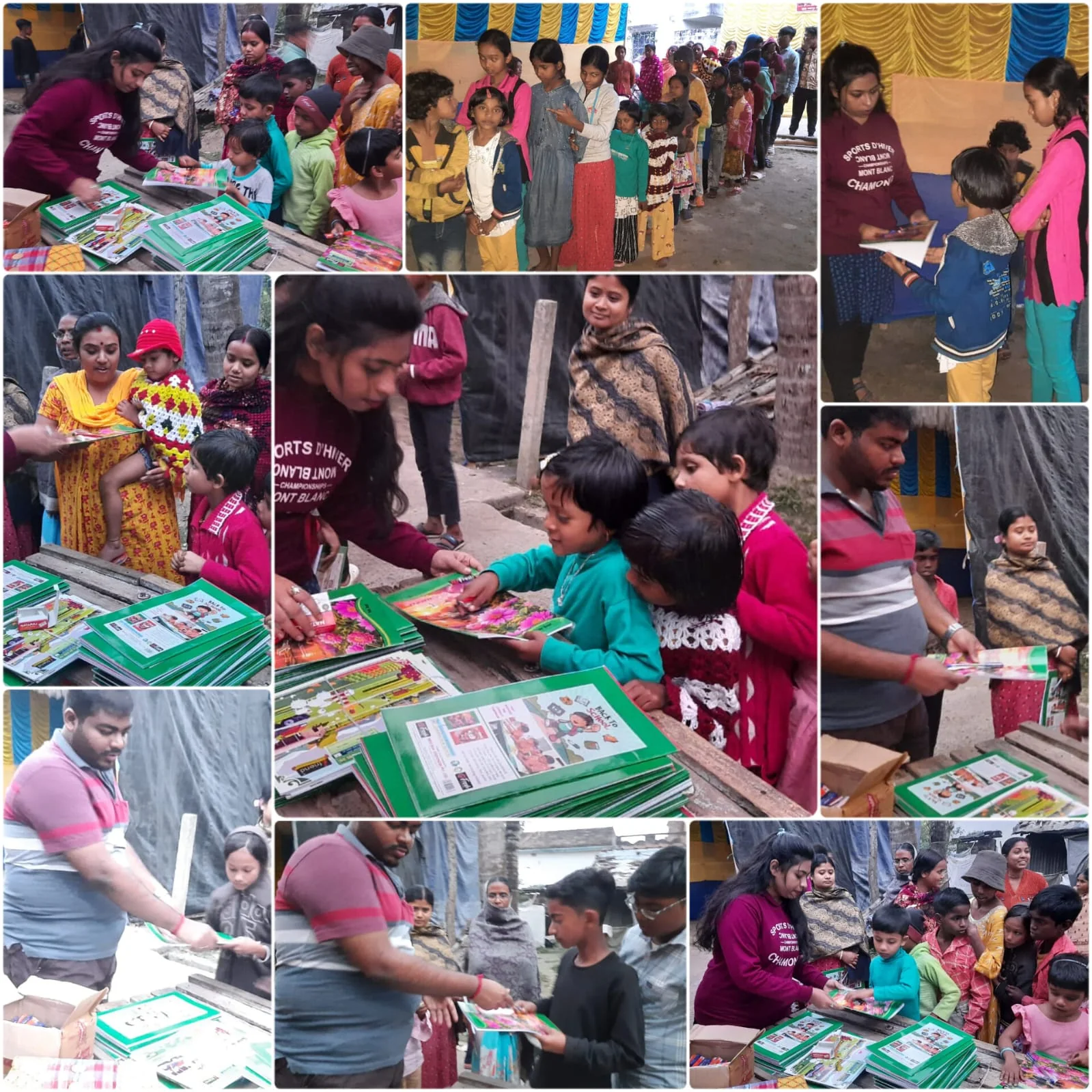 A collage from education and community activities at Nabadwip Wrihanshi Foundation